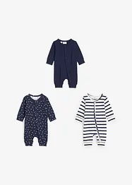 Pigiama intero in puro cotone biologico (pacco da 3), bonprix