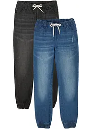 Jeans con elastico in vita in puro cotone, regular fit (pacco da 2), bonprix