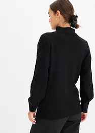Maglione con zip, colletto e motivo a treccia, bonprix