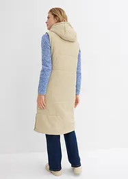 Gilet lungo trapuntato con cappuccio e spacchi ai lati, bonprix