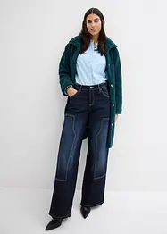 Jeans wide leg, a vita media, bonprix