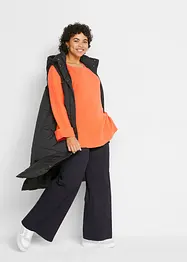 Gilet lungo trapuntato con cappuccio e spacchi ai lati, bonprix