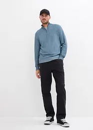 Maglia con collo alto e mezza zip in filato fine effetto lavato, bonprix