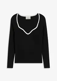 Maglione in filato fine con bordo a contrasto, bonprix