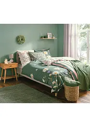 Biancheria da letto double-face con fiori e righe, bonprix