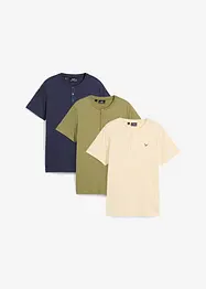 Maglia serafino in puro cotone biologico (pacco da 3), bonprix