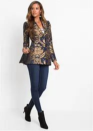 Blazer corto in fantasia jacquard dorata, petite, bonprix