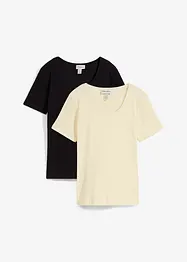 Maglia a costine con puro cotone biologico (pacco da 2), bonprix