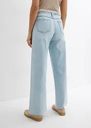 Jeans wide leg con bordo sfrangiato in vita, vita media, bonprix