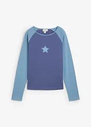 Maglia bicolore a maniche lunghe con ricamo, bonprix