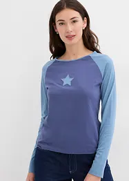 Maglia bicolore a maniche lunghe con ricamo, bonprix