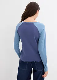 Maglia bicolore a maniche lunghe con ricamo, bonprix