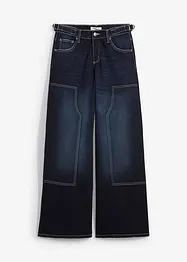 Jeans wide leg, a vita media, bonprix