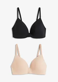 Reggiseno senza ferretto con coppe preformate e cotone (pacco da 2), bonprix