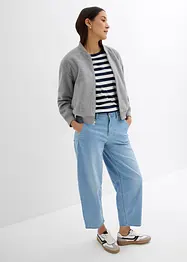 Jeans cropped a palloncino ultra morbidi, vita media, bonprix