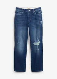 Jeans straight cropped con cinta comoda, vita media, bonprix