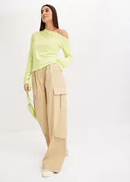 Maglia con spalla scoperta e arricciatura, bonprix