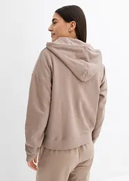 Felpa con zip e cappuccio in puro cotone, bonprix