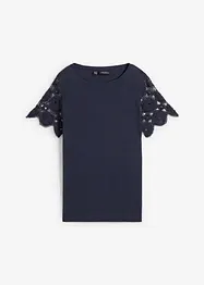 Maglia in puro lino con maniche effetto uncinetto, bonprix
