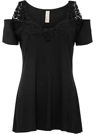Maglia con cut-out e pizzo, bonprix