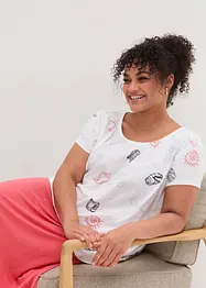 Maglia fantasia con scollo rotondo in cotone biologico, bonprix
