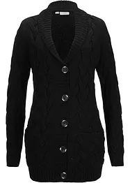 Cardigan con collo a scialle e lavorazione a trecce, bonprix