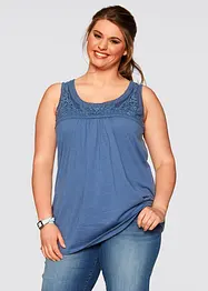 Top lungo in cotone con pizzo, bonprix