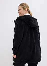 Giacca lunga da casa in pile ultra morbido con cappuccio, bonprix