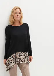 Maglia in misto viscosa con inserto di chiffon, bonprix