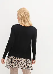 Maglia in misto viscosa con inserto di chiffon, bonprix