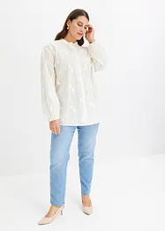 Blusa leggermente trasparente con applicazione floreale, bonprix