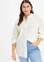 Blusa leggermente trasparente con applicazione floreale, bonprix