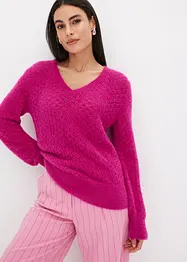 Maglione traforato con filato piumato, bonprix