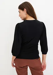 Maglia a costine con maniche a palloncino, bonprix