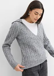 Pullover con cappuccio e fondo asimmetrico, bonprix