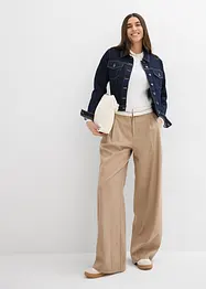 Pantaloni con pinces e fascia a contrasto in vita, bonprix