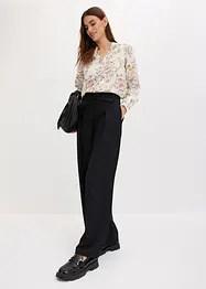 Pantaloni con pinces effetto lino e cinta incrociata, bonprix