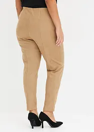 Pantaloni in similpelle scamosciata con cinta comoda, bonprix