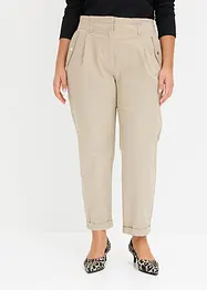 Pantaloni paperbag leggeri in twill, bonprix