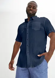 Camicia a maniche corte con effetto crinkle in puro cotone, bonprix