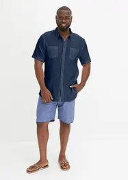 Camicia a maniche corte con effetto crinkle in puro cotone, bonprix