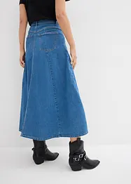 Gonna midi di jeans, vita alta, bonprix