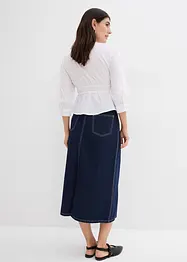 Gonna midi di jeans super soft con cinta comoda, vita media, bonprix