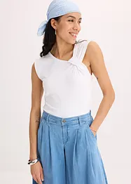 Maglia con dettaglio attorcigliato in misto cotone elasticizzato, bonprix