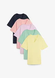 Maglia lunga e larga con scollo a V e maniche corte (pacco da 5), bonprix
