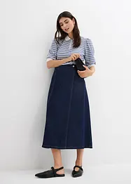 Gonna effetto portafoglio in denim morbidissimo, bonprix