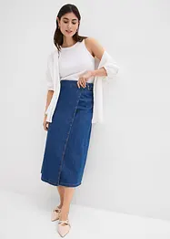 Gonna effetto portafoglio in denim morbidissimo, bonprix