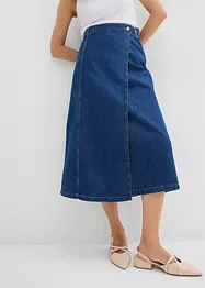 Gonna effetto portafoglio in denim morbidissimo, bonprix