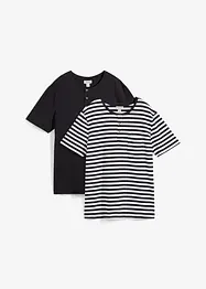 Maglia serafino a maniche corte in puro cotone biologico (pacco da 2), bonprix