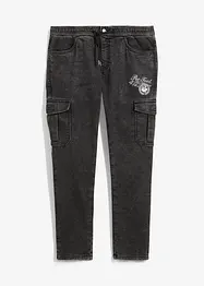 Jeans cargo elasticizzati regular fit con elastico in vita, tapered, bonprix